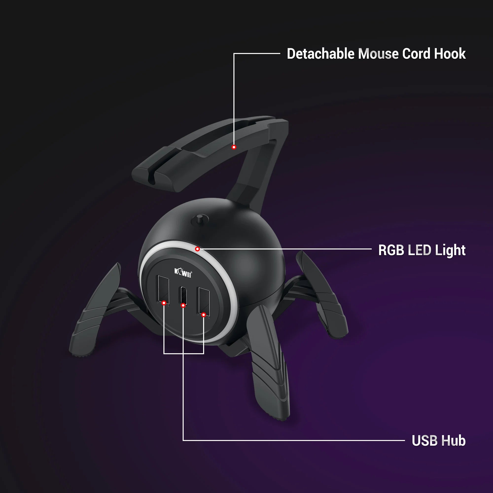 🕷️🖱️ Mouse Bungee Gamer RGB com Hub USB – Organização, Estilo e Precisão! 🖱️🕷️