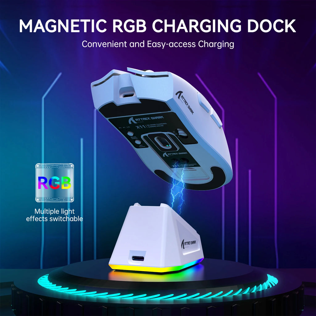 🖱️ Mouse Gamer Wireless ATTACK SHARK X11 – Ultraleve 59g | RGB | Sensor PAW3311 | Até 22.000 DPI | Recarregável