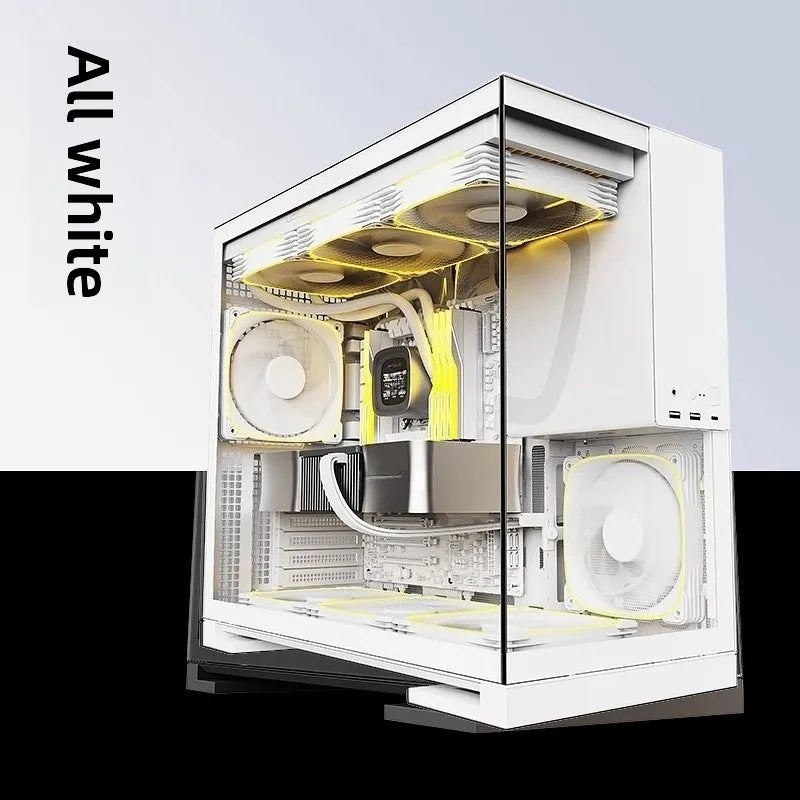 Gaming Case Model 5 with 2K Secondary Screen – EATX, Tempered Glass, Water Cooler Support