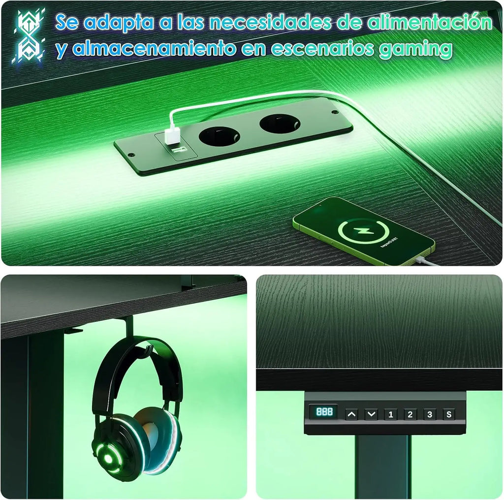 Secretária Elétrica Offigo 140cm RGB com Ajuste de Altura