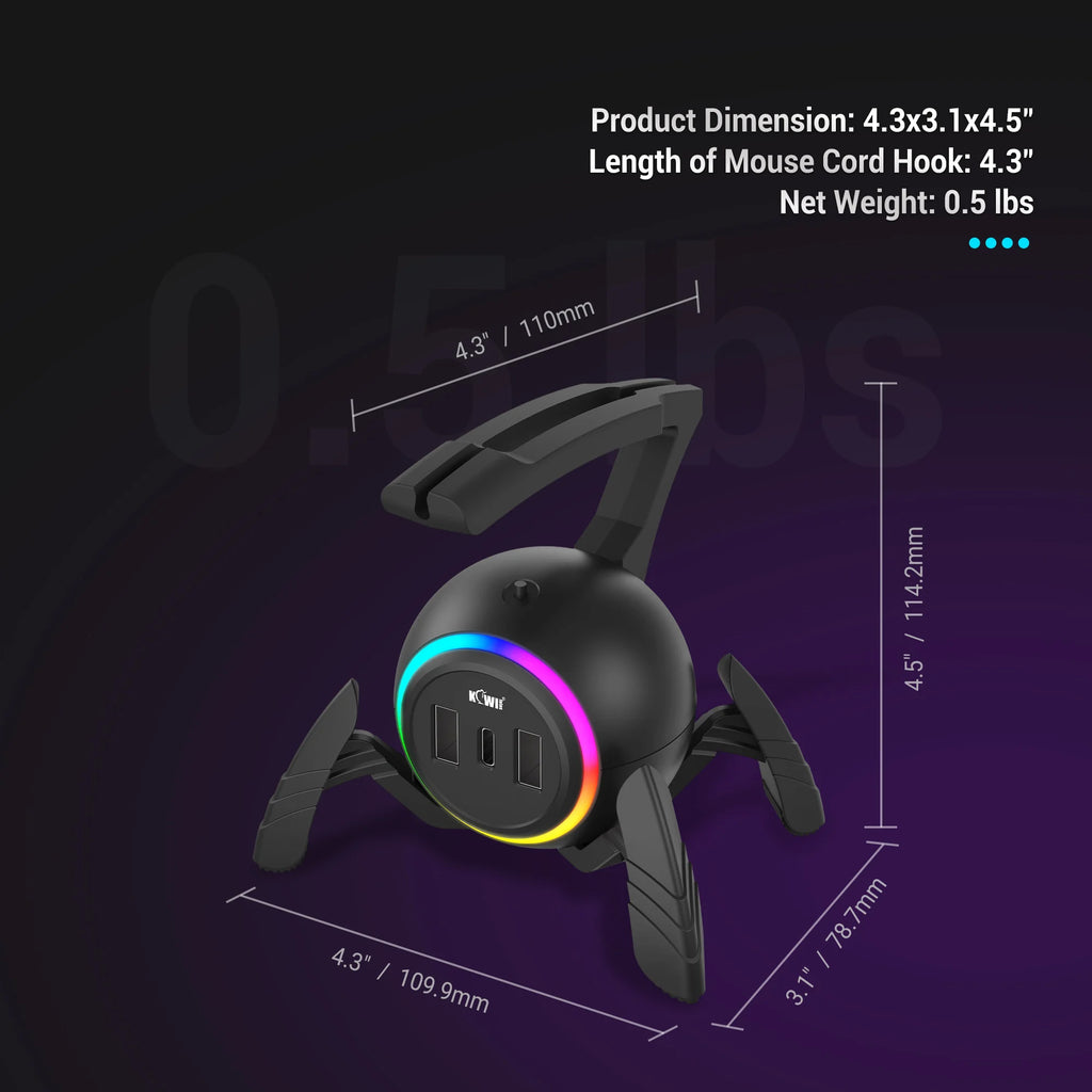 🕷️🖱️ Mouse Bungee Gamer RGB com Hub USB – Organização, Estilo e Precisão! 🖱️🕷️