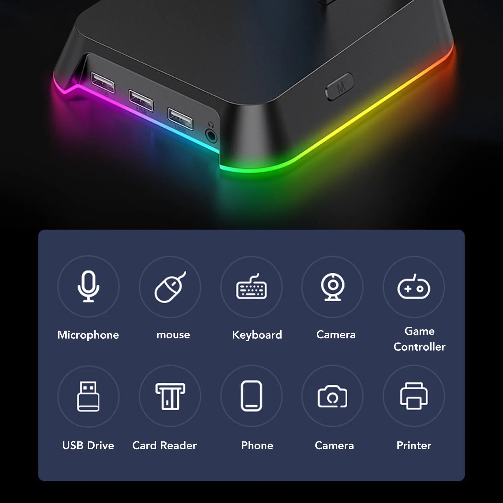 🎧✨ Suporte Gamer para Headset com Iluminação RGB, Porta USB e Design Multifuncional ✨🎧