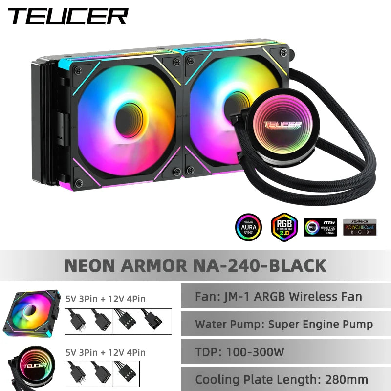❄️ TEUCER NA-360 – Resfriamento Líquido 360mm com ARGB para Máxima Performance