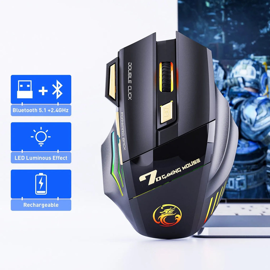 🖱️ Mouse Gamer Wireless IMICE GW-X7 | 3200 DPI, 7 Botões, LED RGB, Recarregável