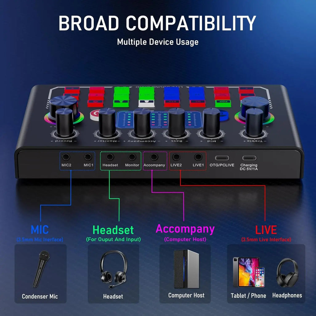 F009 Live Sound Card + Microfone BM800