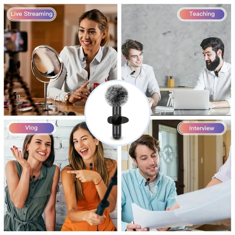 Mini Microfone Sem Fio Profissional – Áudio Limpo para Vídeos, Lives e Conteúdo