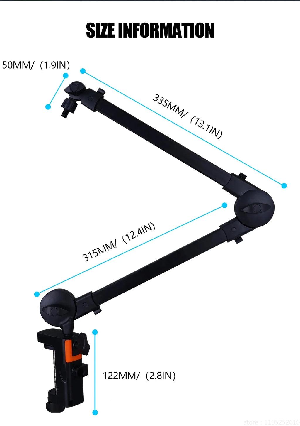Suporte Articulado para Microfone sem Molas – Dobrável, Silencioso e Ultra Resistente