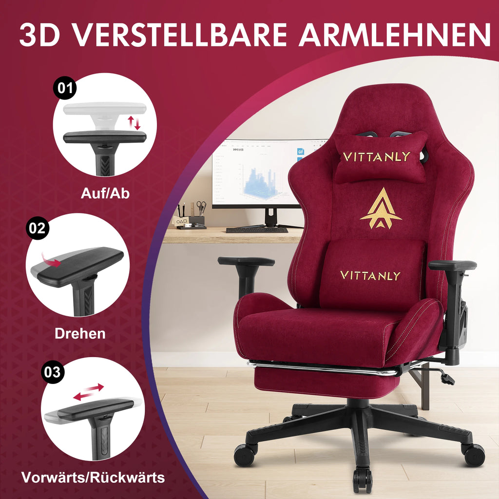 🕹️ Ergonomic Red Gaming Chair – Conforto, Estilo e Desempenho em Cada Partida