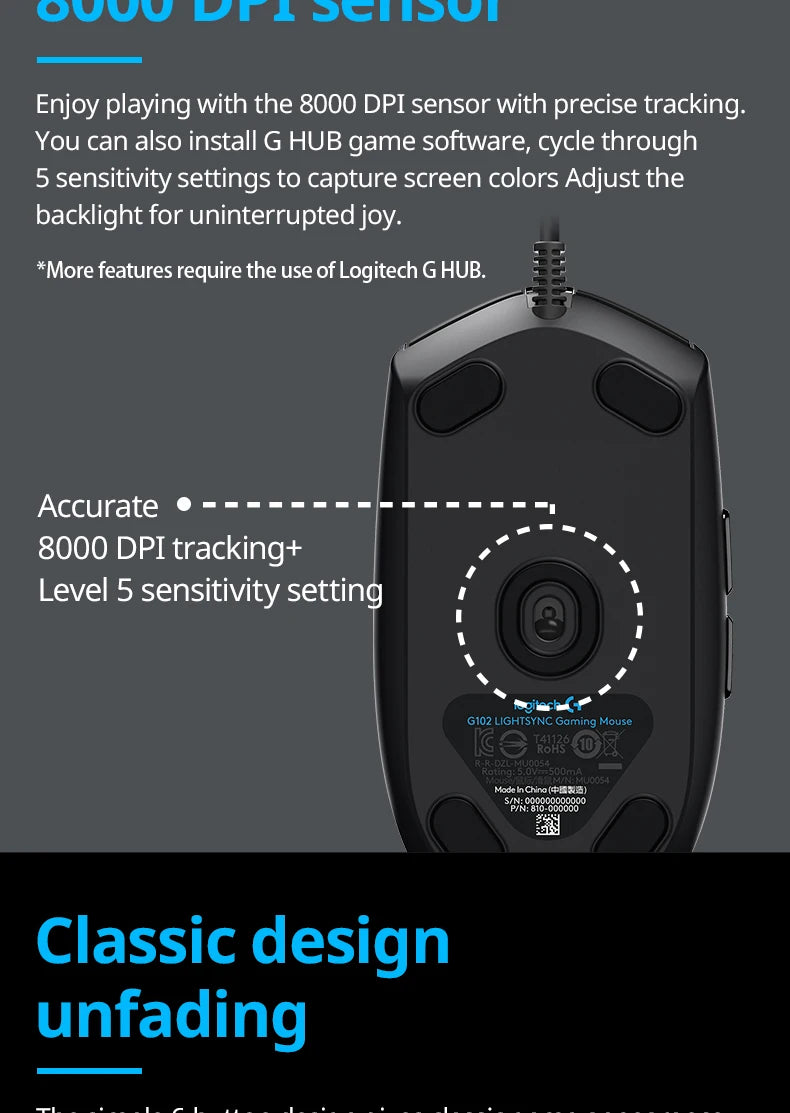 🖱️ Mouse Gamer Logitech G102 LIGHTSYNC RGB