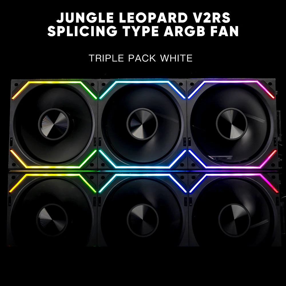 🔥 Jungle Leopard Interstellar V2RS – Kit 3x Ventoinhas ARGB 120mm 🔥