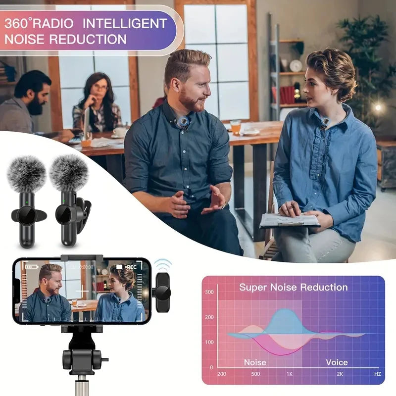 Mini Microfone Sem Fio Profissional – Áudio Limpo para Vídeos, Lives e Conteúdo