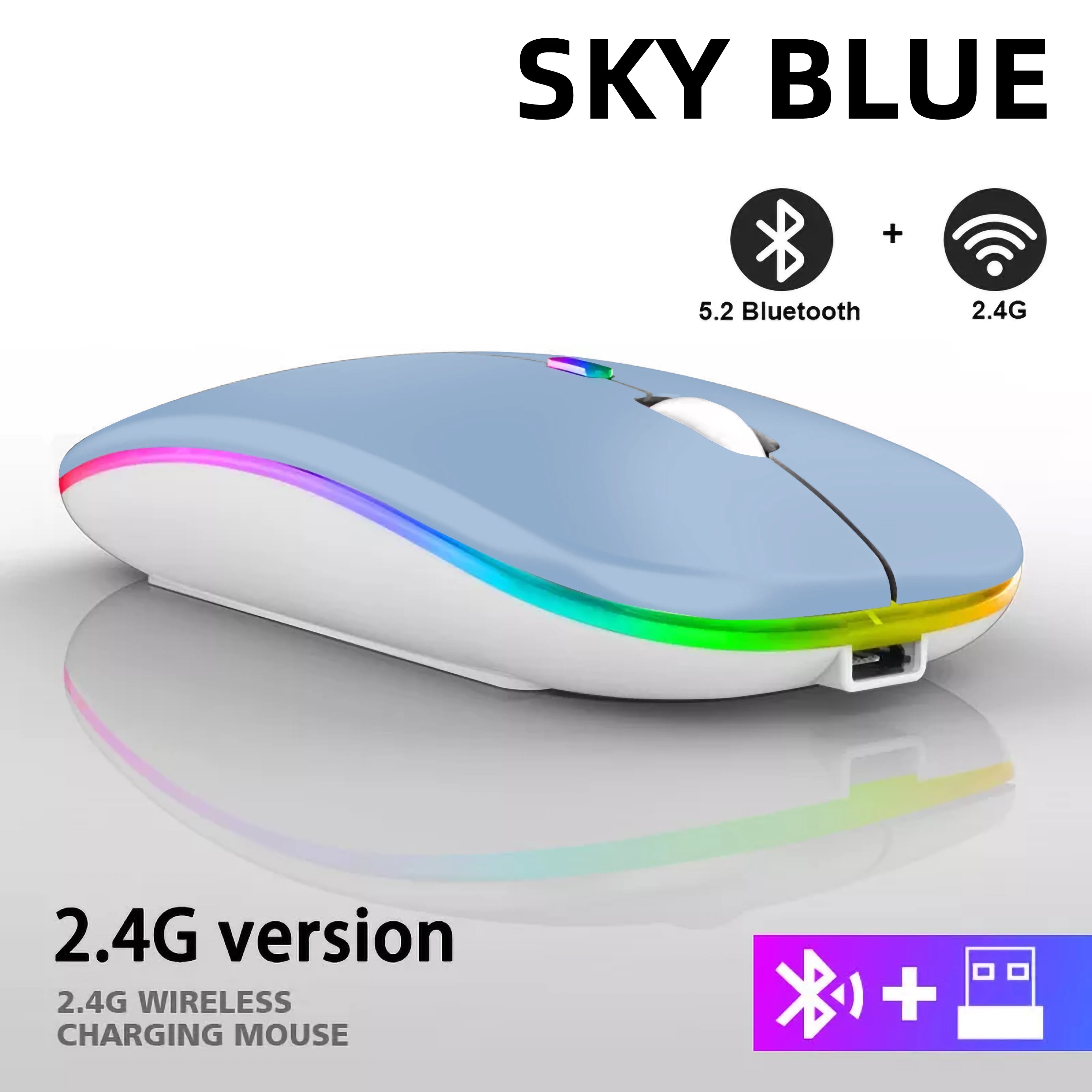 🔥 Mouse Sem Fio Recarregável Dual Mode – Bluetooth + 2.4GHz | RGB | Ultra Slim | 1600 DPI 🔥