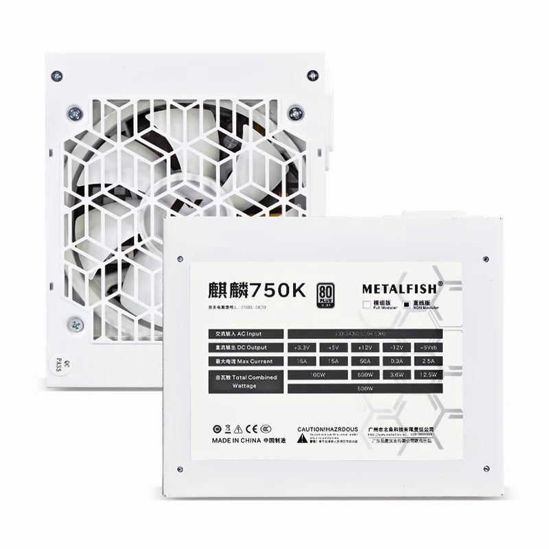 ⚡ METALFISH KIRIN750K – Fonte Premium ATX 600W / 700W | 80 Plus Silver | White Edition | ATX 3.0 | Full Modular (700W) ⚡