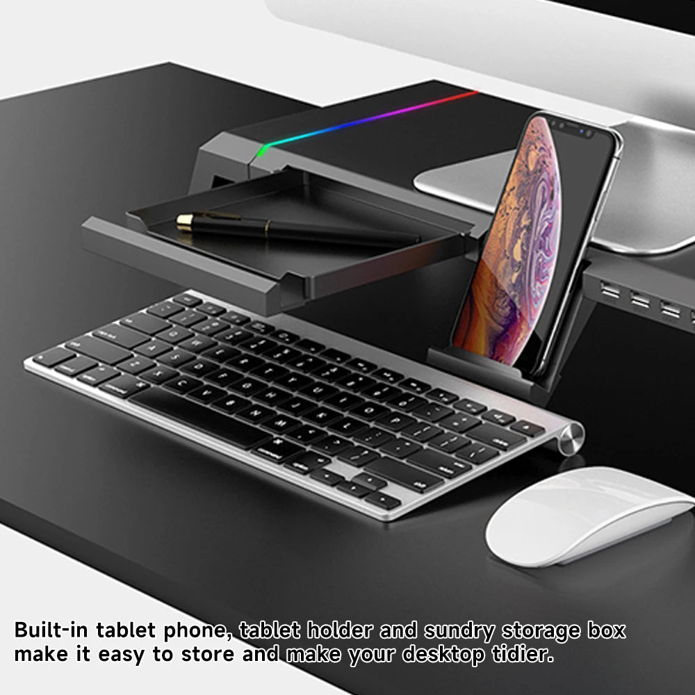 Suporte de Monitor Gamer RGB + 4x USB 3.0