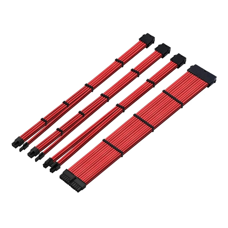 Kit de Cabos Sleeved 18AWG para Fonte ATX – Extensão PSU 30cm (24pin / CPU / GPU)