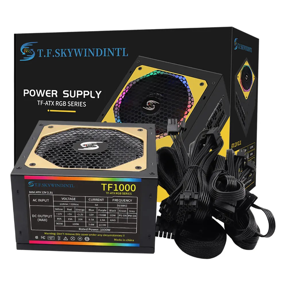 ⚡💻 Fonte de Alimentação T.F.SKYWINDINTL TF1000 – 1000W Full Modular 80 Plus Gold 💻⚡