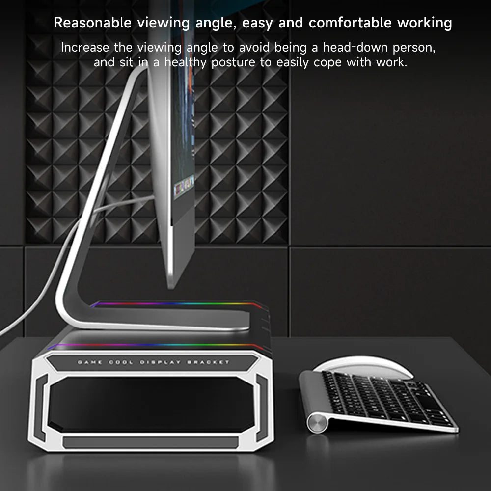 Suporte de Monitor Gamer RGB + 4x USB 3.0