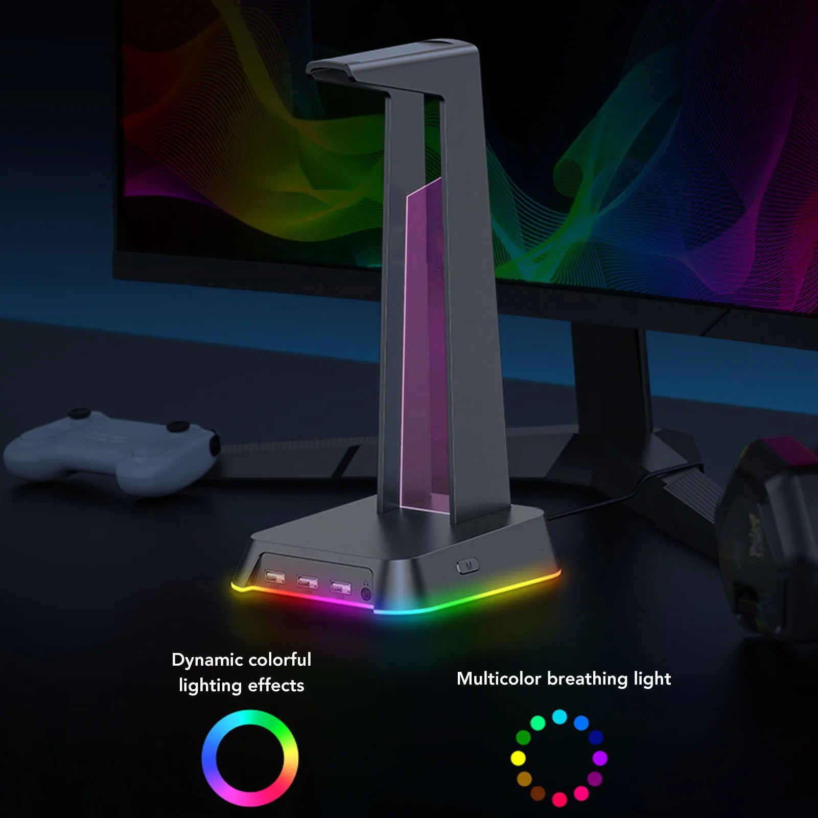 🎧✨ Suporte Gamer para Headset com Iluminação RGB, Porta USB e Design Multifuncional ✨🎧