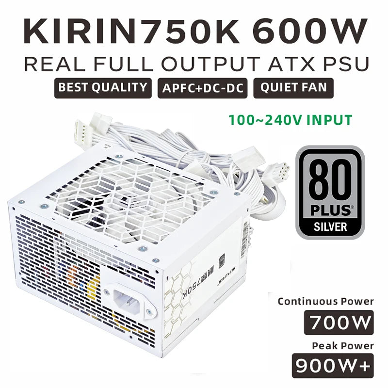 ⚡ METALFISH KIRIN750K – Fonte Premium ATX 600W / 700W | 80 Plus Silver | White Edition | ATX 3.0 | Full Modular (700W) ⚡