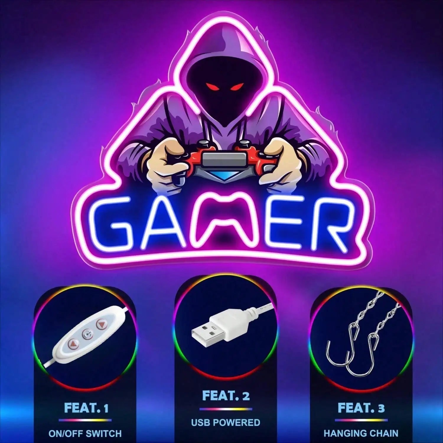Neon LED Cool Gamer Player