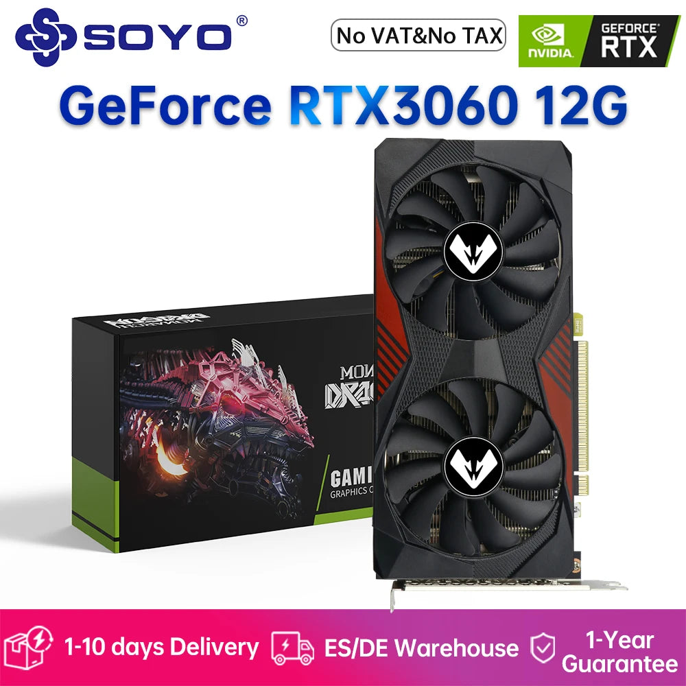 SOYO NVIDIA RTX 3060 12GB 🔥🎮 | Placa de Vídeo Potente para Jogos, Criação e Alto Desempenho