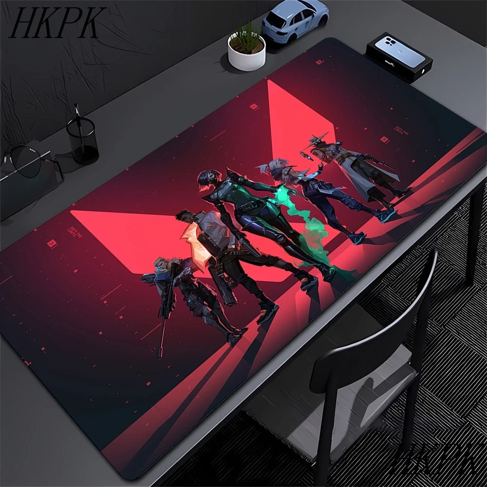 Mouse Pad Gamer Valorant XXL 90x40cm | Tapete Gaming Extended com Bordas Costuradas | Base Borracha Natural Antiderrapante | Superfície HD Impermeável | Compatível Óptico e Laser | Teclado e Mouse