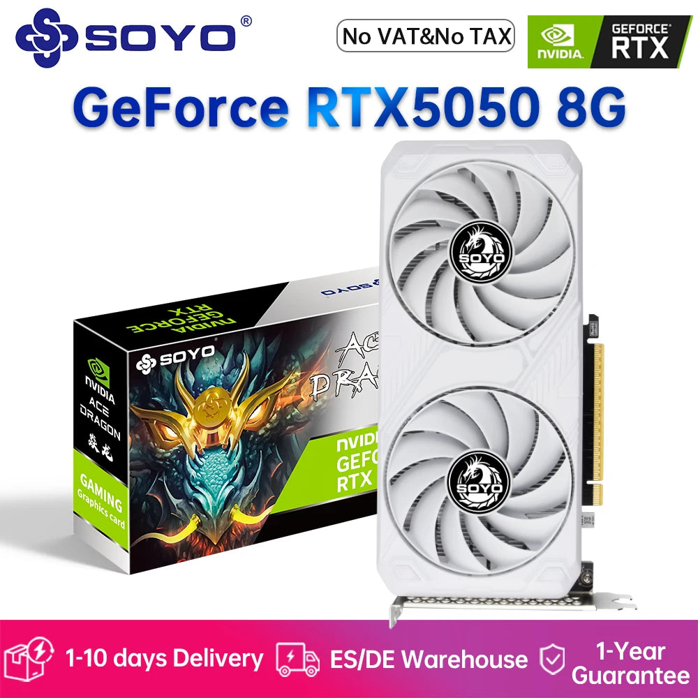 Placa de Vídeo SOYO GeForce RTX 5050 8G – Poder Máximo para Games e Criação