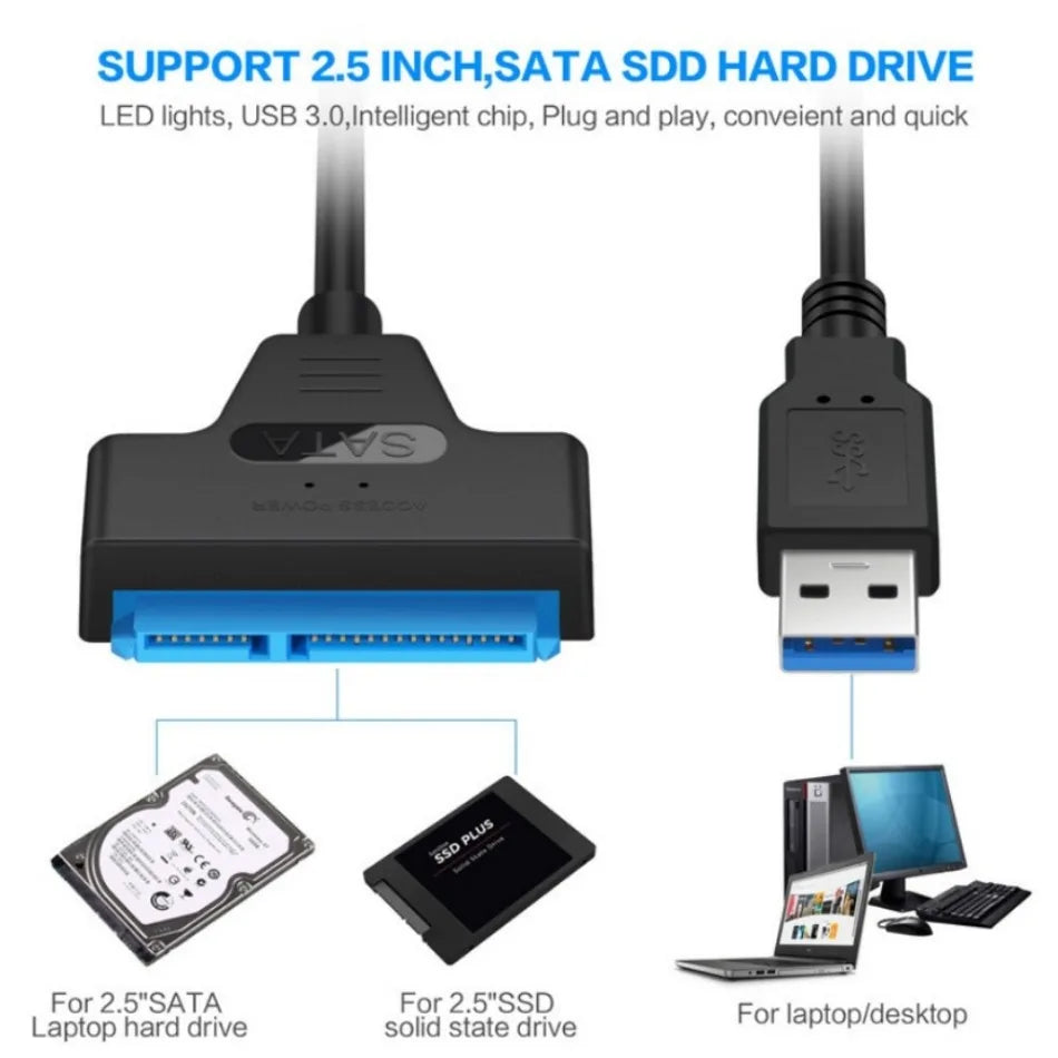 SATA TO USB 3.0 ADAPTER – TRANSFORME SEU HDD OU SSD EM HD EXTERNO EM SEGUNDOS!