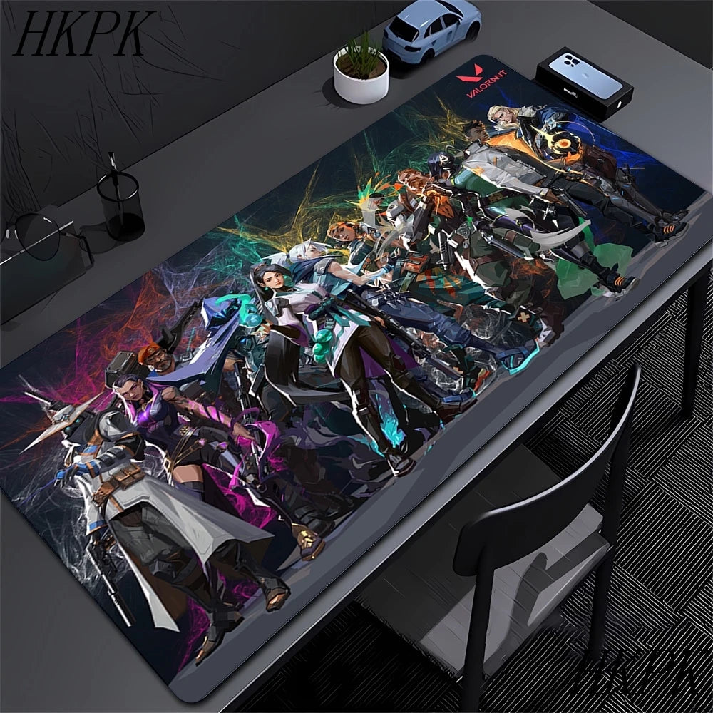 Mouse Pad Gamer Valorant XXL 90x40cm | Tapete Gaming Extended com Bordas Costuradas | Base Borracha Natural Antiderrapante | Superfície HD Impermeável | Compatível Óptico e Laser | Teclado e Mouse