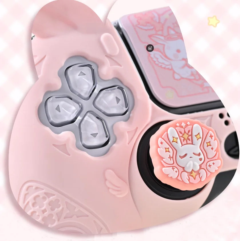 🐰 Pink Gothic Rabbit Ear Silicone Case para PS5 – Protege e Personaliza! 🎮
