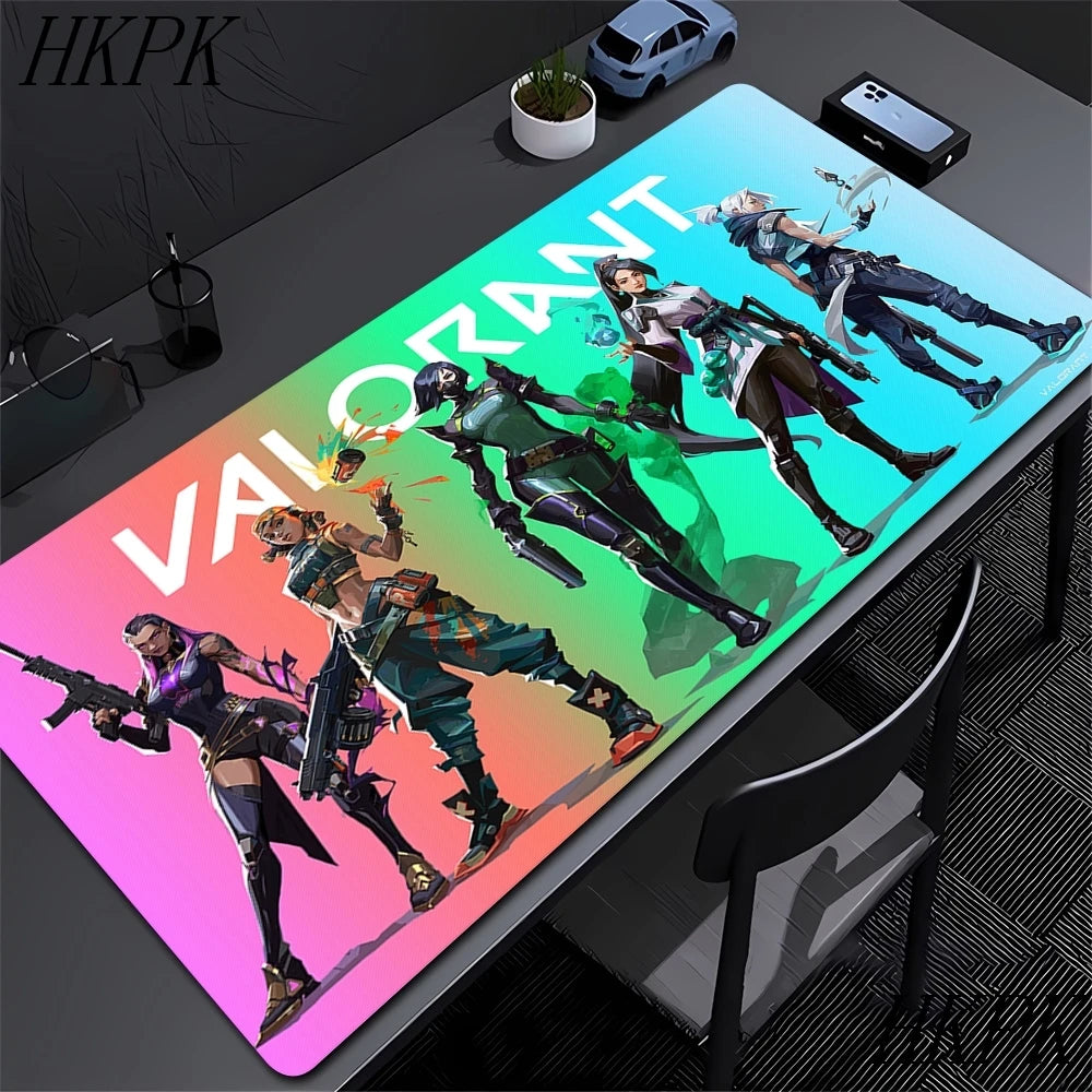 Mouse Pad Gamer Valorant XXL 90x40cm | Tapete Gaming Extended com Bordas Costuradas | Base Borracha Natural Antiderrapante | Superfície HD Impermeável | Compatível Óptico e Laser | Teclado e Mouse