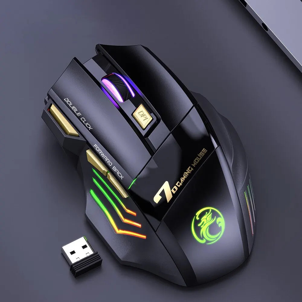 🖱️ Mouse Gamer Wireless IMICE GW-X7 | 3200 DPI, 7 Botões, LED RGB, Recarregável
