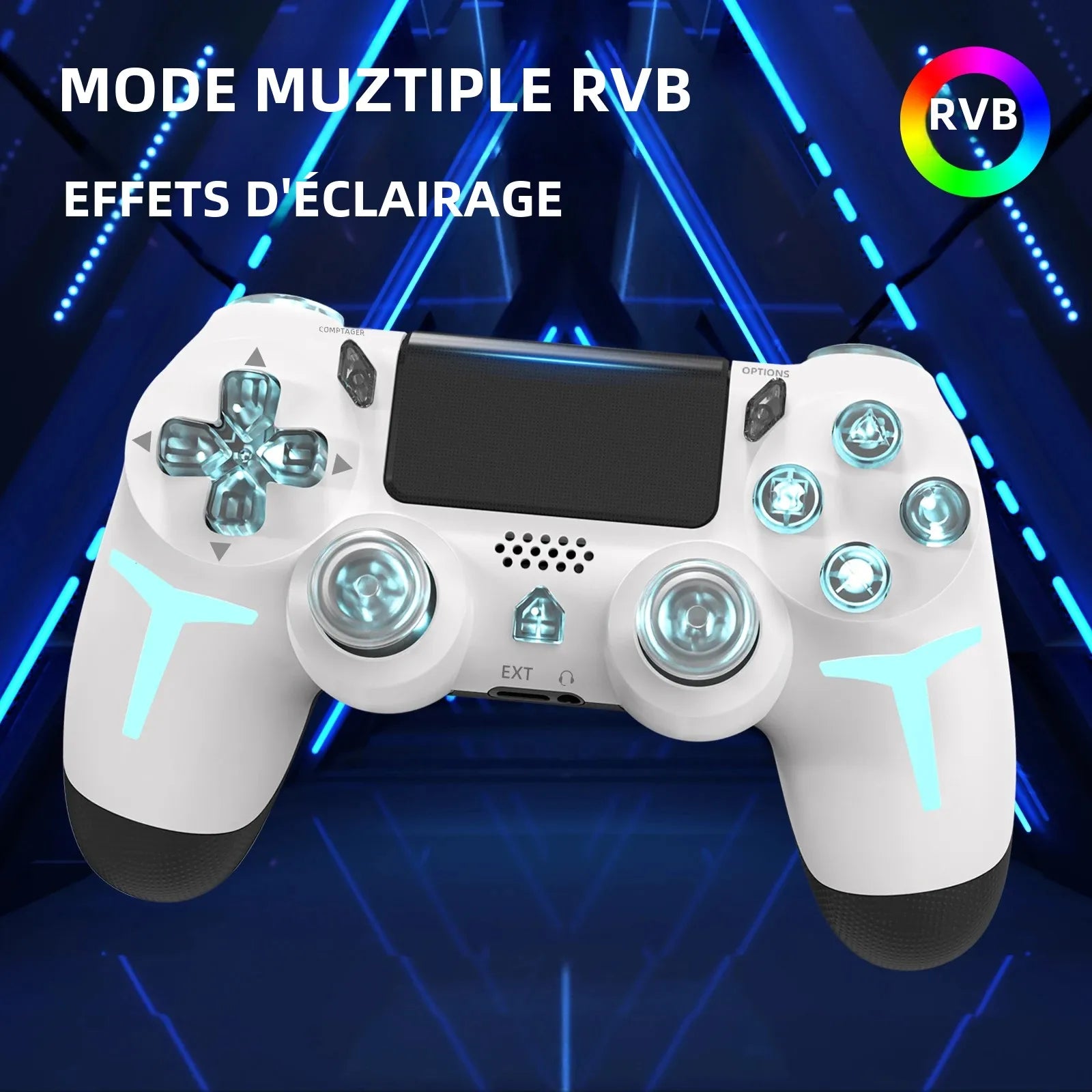 🎮 GAMINJA P412 — Wireless RGB Controller for PS4 / PS3 / PC 🎮