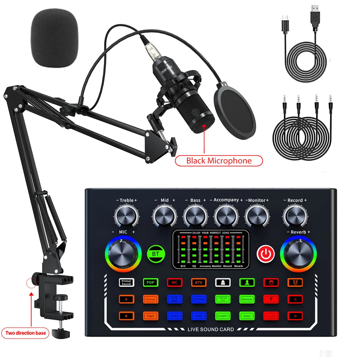 F009 Live Sound Card + Microfone BM800