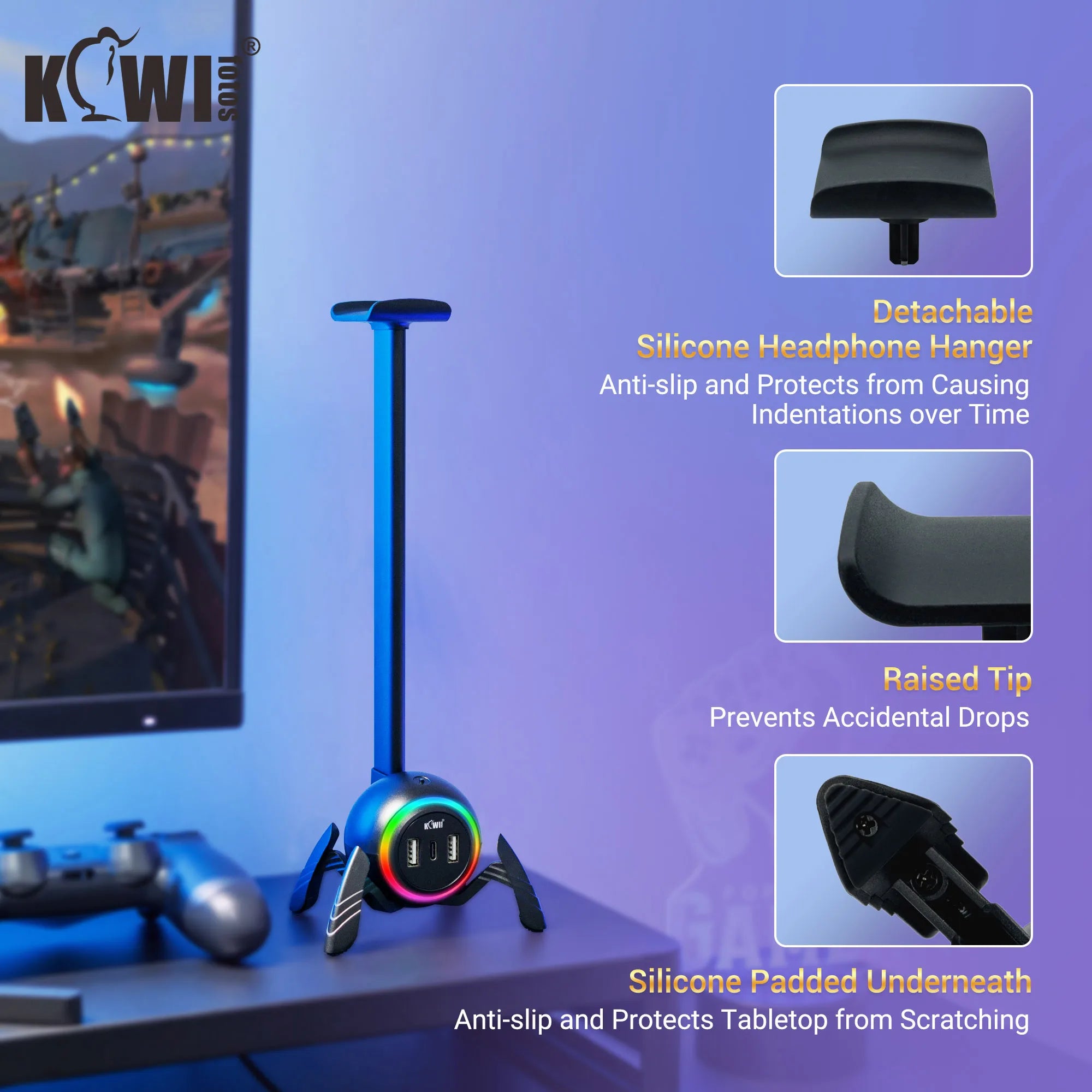 🎧🕷️ Suporte para Headset Spider RGB – Transforme sua Mesa Gamer em um Show de Luzes! 🕷️🎧