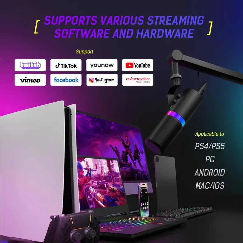 🎧 MovingMic NV7 – Microfone Profissional USB/XLR para Streaming, Podcast e Gaming