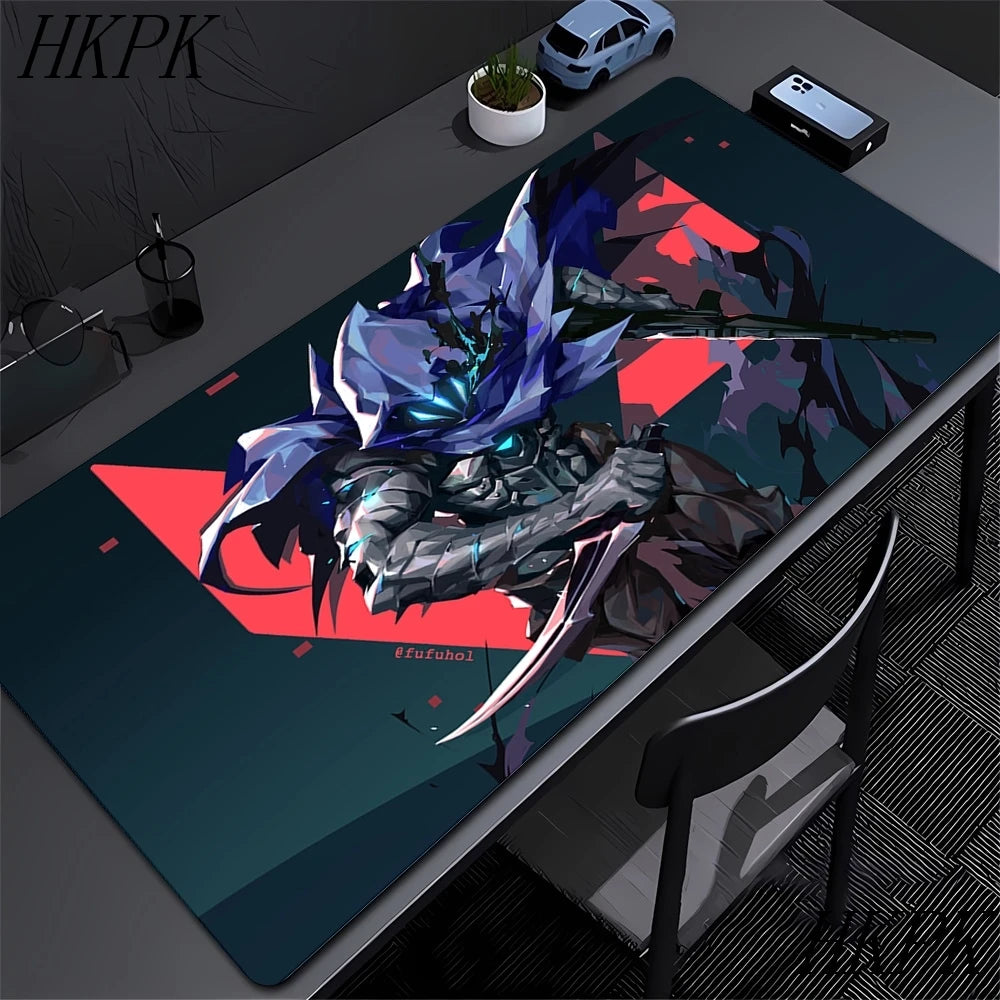 Mouse Pad Gamer Valorant XXL 90x40cm | Tapete Gaming Extended com Bordas Costuradas | Base Borracha Natural Antiderrapante | Superfície HD Impermeável | Compatível Óptico e Laser | Teclado e Mouse