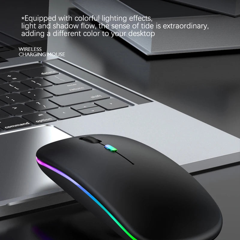🔥 Mouse Sem Fio Recarregável Dual Mode – Bluetooth + 2.4GHz | RGB | Ultra Slim | 1600 DPI 🔥