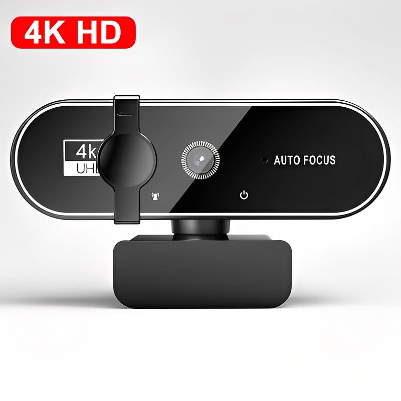 Webcam 4K HD com Microfone – Autofocus Ultra Nítido