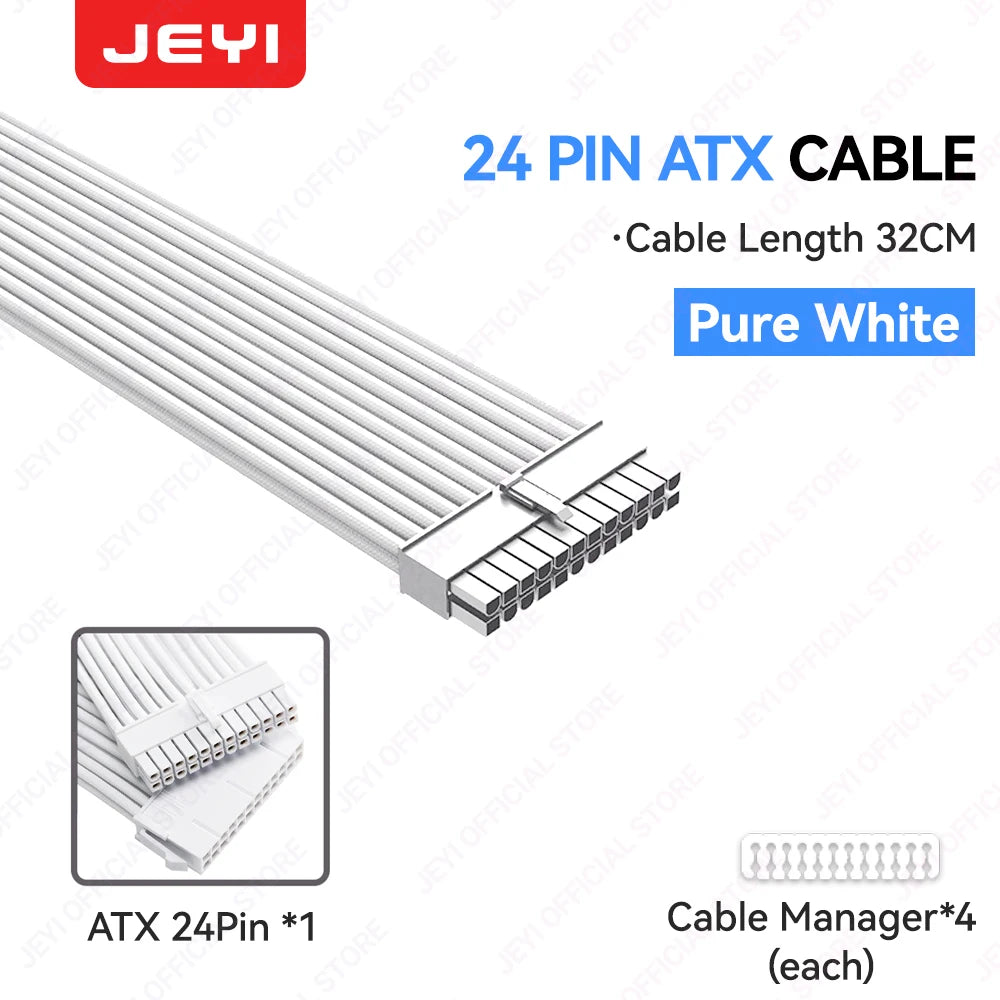 JEYI PSU Extension Cable Kit – 24Pin ATX + 8Pin EPS + 6 + 2Pin PCIe 