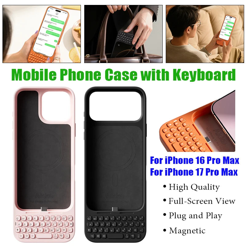 🚀 Capa Magnética com Teclado Integrado para iPhone 16 Pro Max e 17 Pro Max