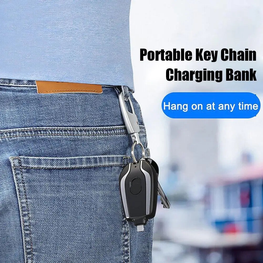 🔋 Mini Power Bank Type-C 1500mAh – Porta-chaves