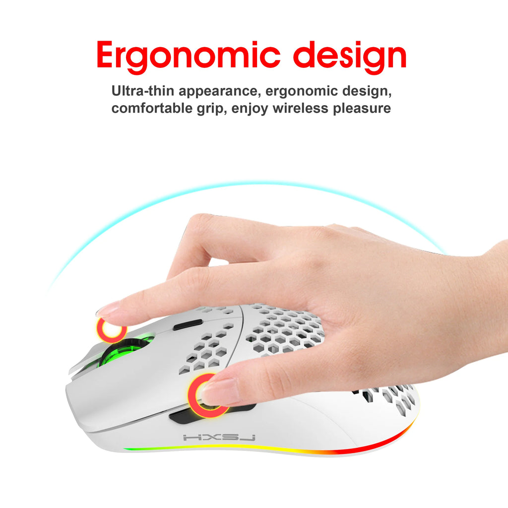 Mouse Gamer Sem Fio RGB Recarregável 3600 DPI – Alta Precisão e Estilo