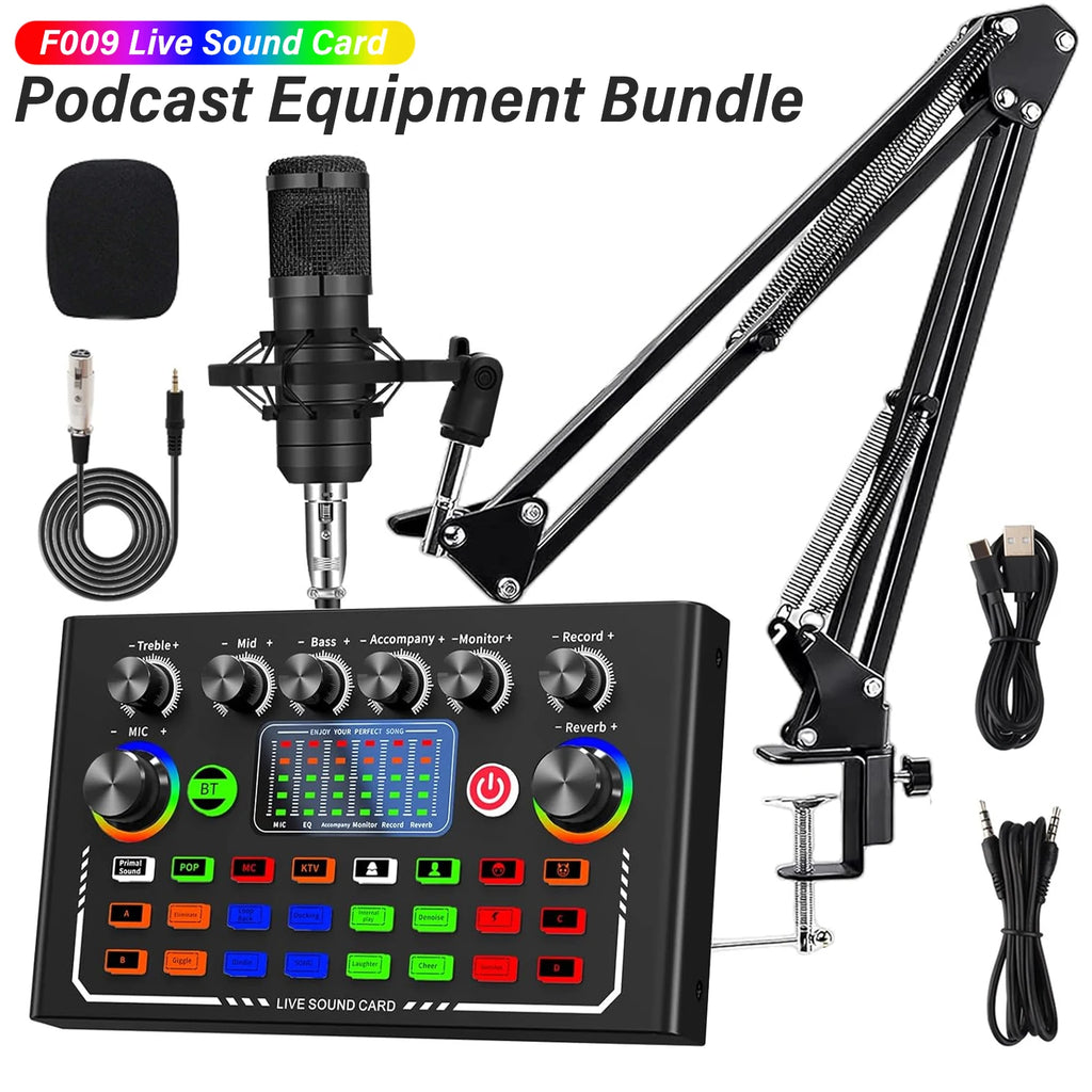 F009 Live Sound Card + Microfone BM800