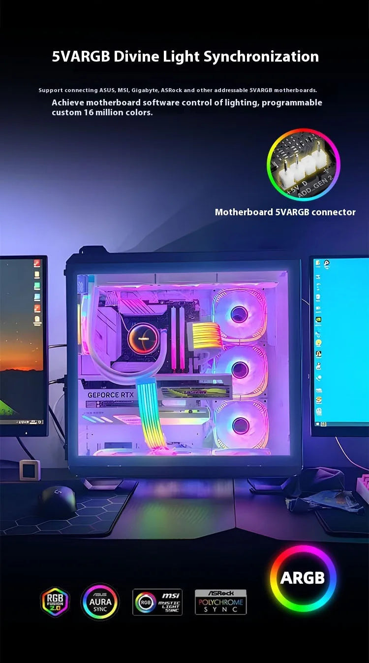 Cabo de Extensão de Energia com Iluminação A-RGB TEUCER 5V 3Pin
