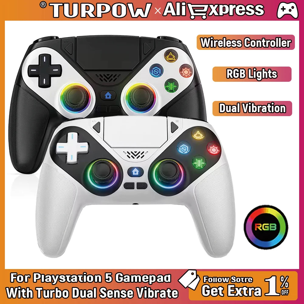 Controle Wireless para PS5 com Tecnologia Hall Effect, Turbo Programável e RGB Personalizável