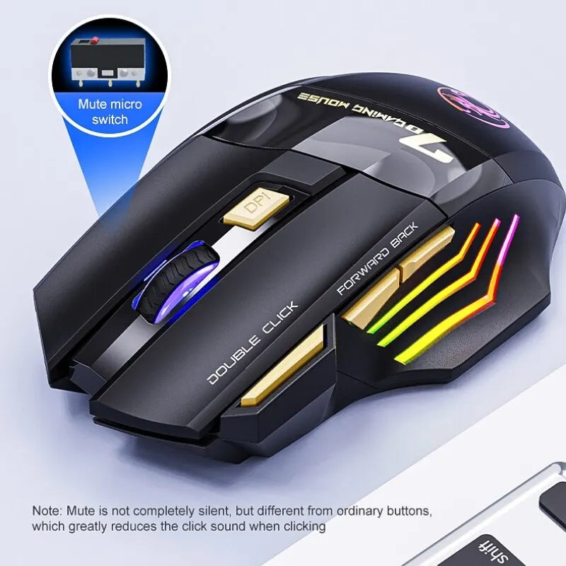 🖱️ Mouse Gamer Wireless IMICE GW-X7 | 3200 DPI, 7 Botões, LED RGB, Recarregável