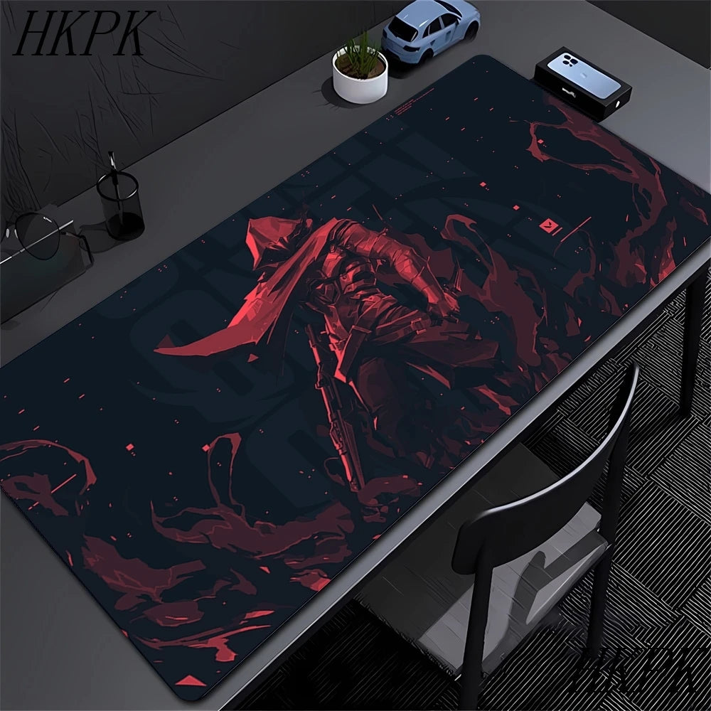 Mouse Pad Gamer Valorant XXL 90x40cm | Tapete Gaming Extended com Bordas Costuradas | Base Borracha Natural Antiderrapante | Superfície HD Impermeável | Compatível Óptico e Laser | Teclado e Mouse