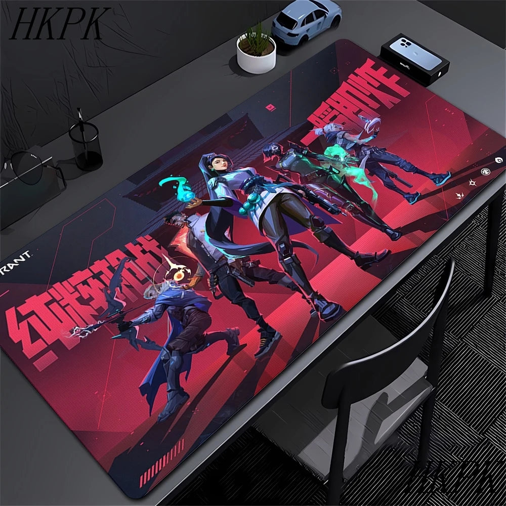 Mouse Pad Gamer Valorant XXL 90x40cm | Tapete Gaming Extended com Bordas Costuradas | Base Borracha Natural Antiderrapante | Superfície HD Impermeável | Compatível Óptico e Laser | Teclado e Mouse