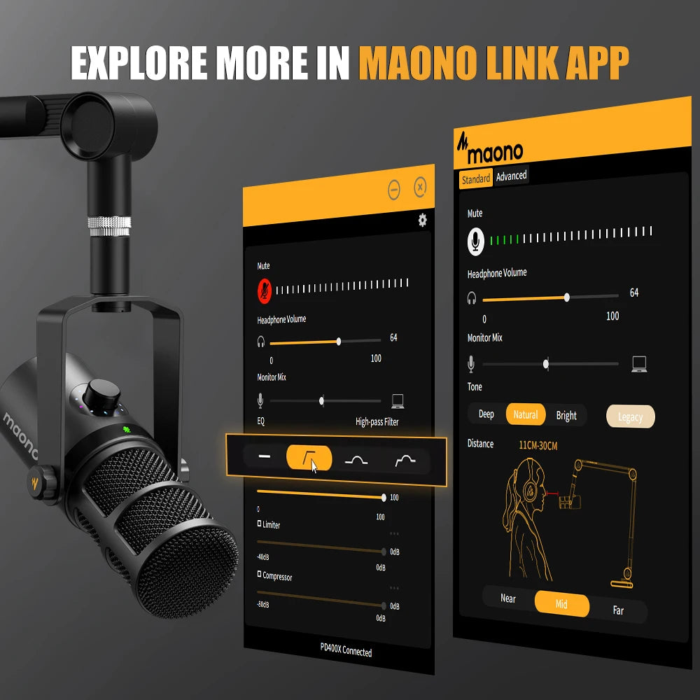 MAONO PD400X – Microfone Dinâmico USB/XLR Profissional para Podcast, Streaming e Gravação